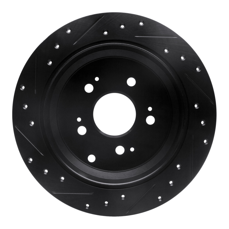 Honda Odyssey Brake Rotor (1) - Rear Right - R1 Concepts - Drilled & Slotted - Black - `05-`10